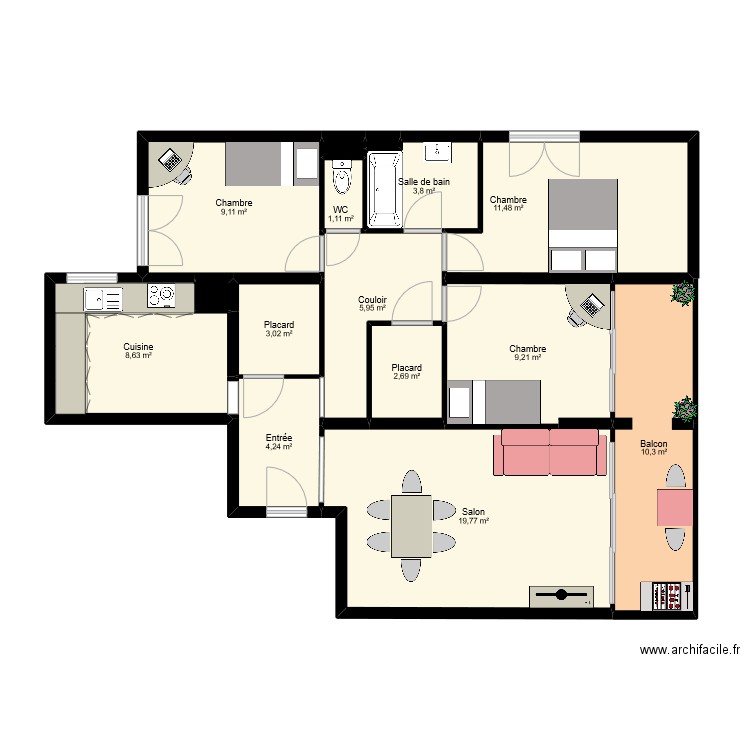 gomez - lamy PLANTIERS. Plan de 15 pièces et 90 m2