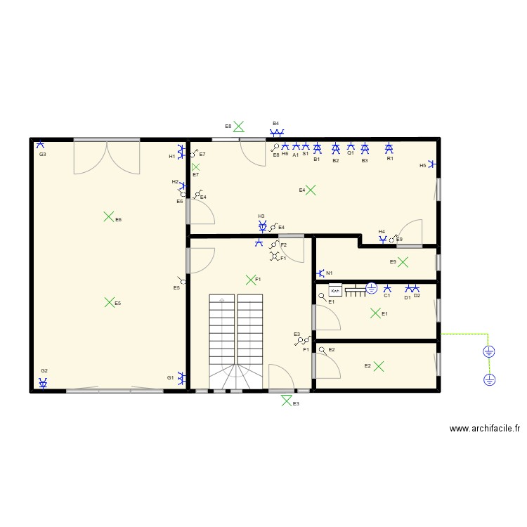 adrien ,critelle implentation rez de chaussée. Plan de 6 pièces et 100 m2
