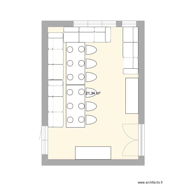 marhaban. Plan de 1 pièce et 21 m2