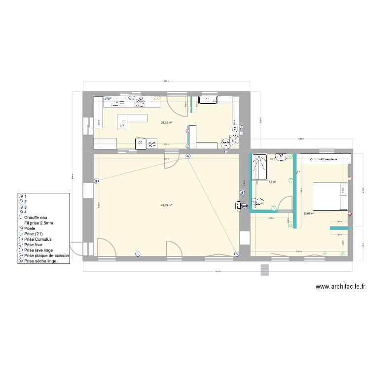 PC-Partie 1b. Plan de 4 pièces et 106 m2