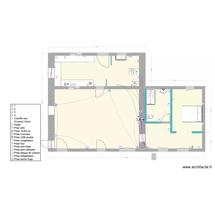 PC-Partie 1b. Plan de 4 pièces et 106 m²