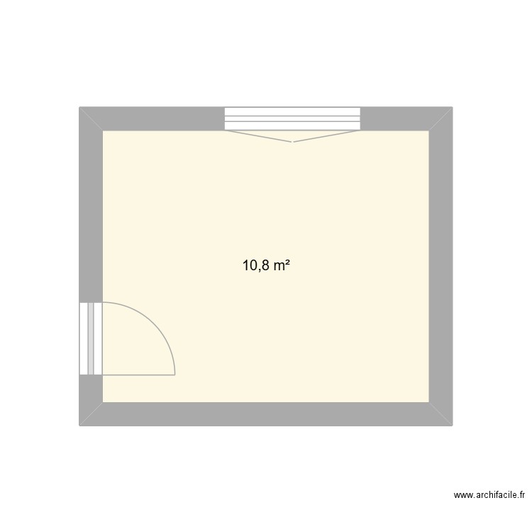 chambre. Plan de 1 pièce et 11 m2