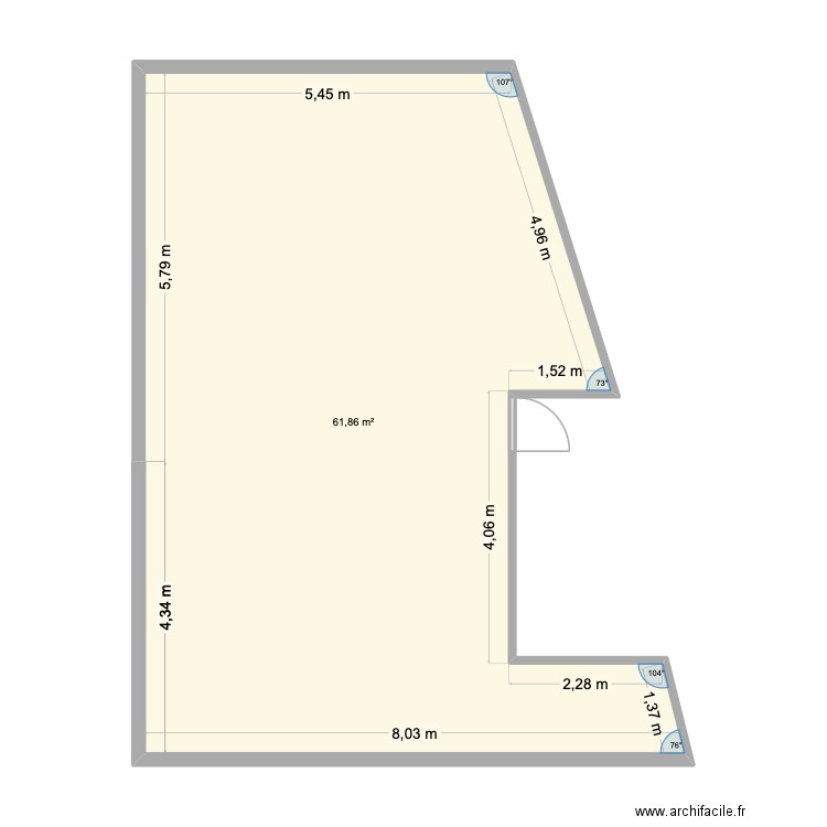 Illiers Combray Grenier. Plan de 1 pièce et 62 m2