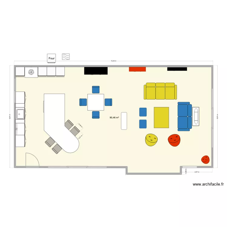 MEUBLES SALON. Plan de 1 Pièce et 90 m² MEUBLES SALON. Plan de 1 Pièce et 90 m²