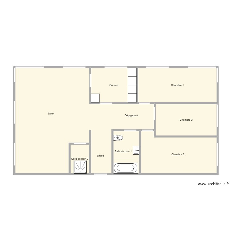 ATTACHE. Plan de 7 pièces et 100 m2