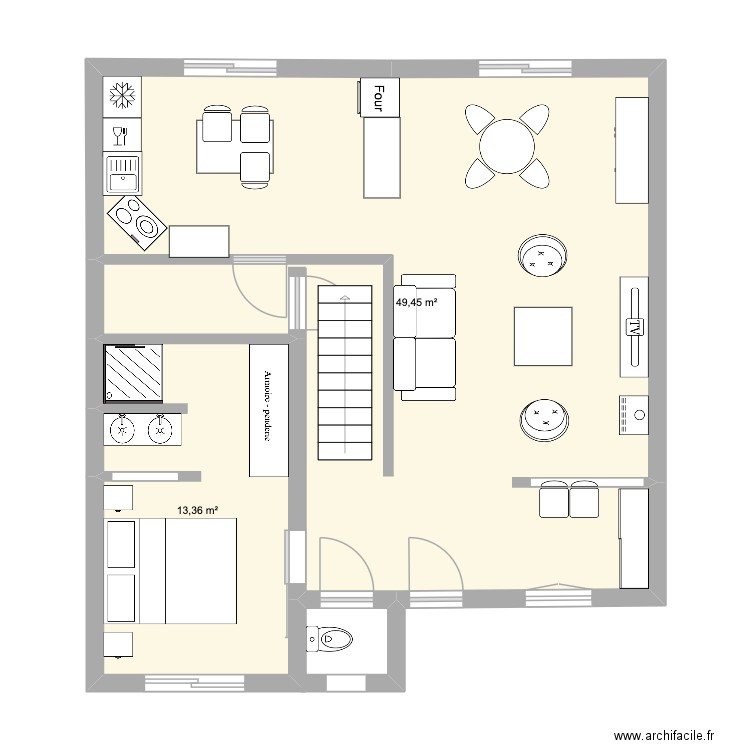MAISON Bayeux Version 1. Plan de 2 pièces et 63 m2