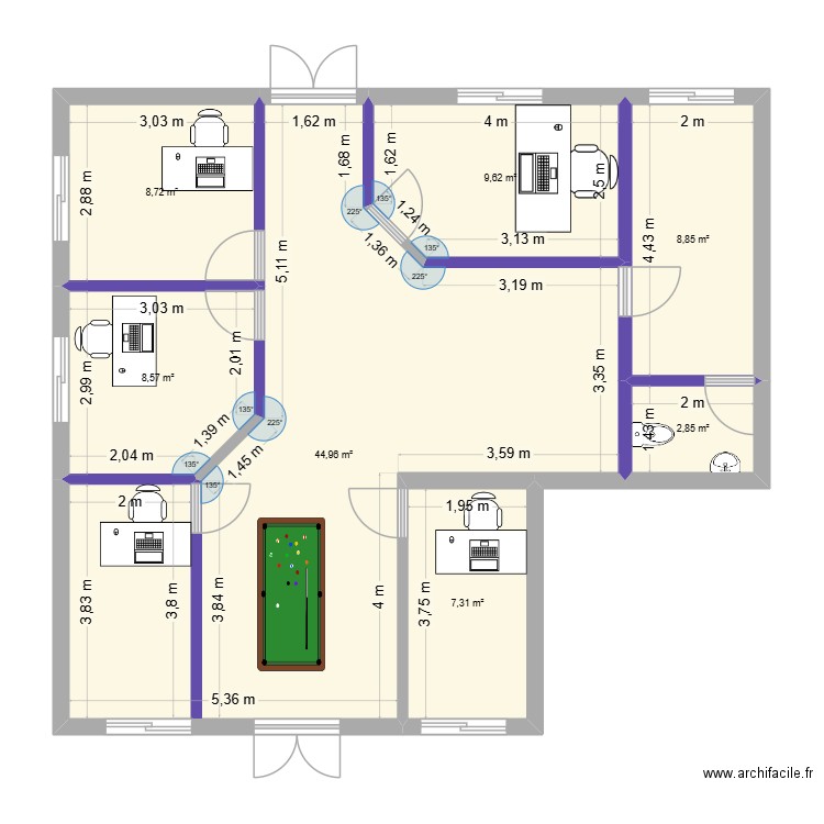Apal version 1. Plan de 7 pièces et 91 m2