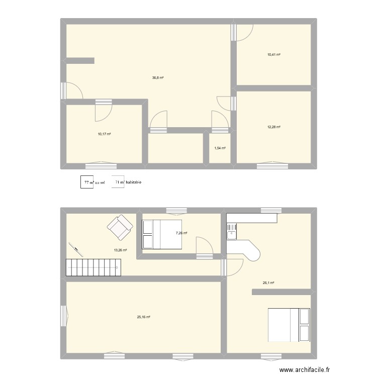 Plan A. Plan de 9 pièces et 143 m2