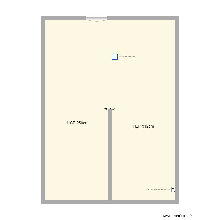 1er RTP bureau projet. Plan de 1 pièce et 72 m2