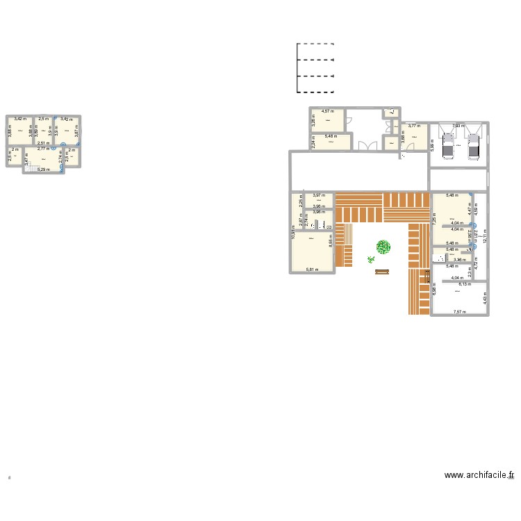 Plan U version 1. Plan de 19 pièces et 341 m2
