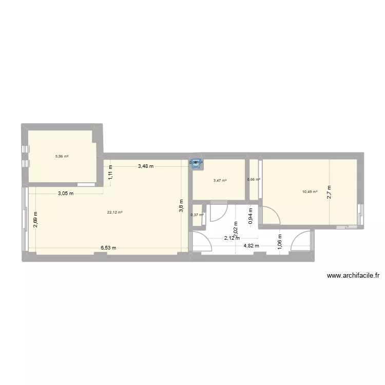 ALDEIA 2026 BASE TRAVAIL. Plan de 7  et 43 m²