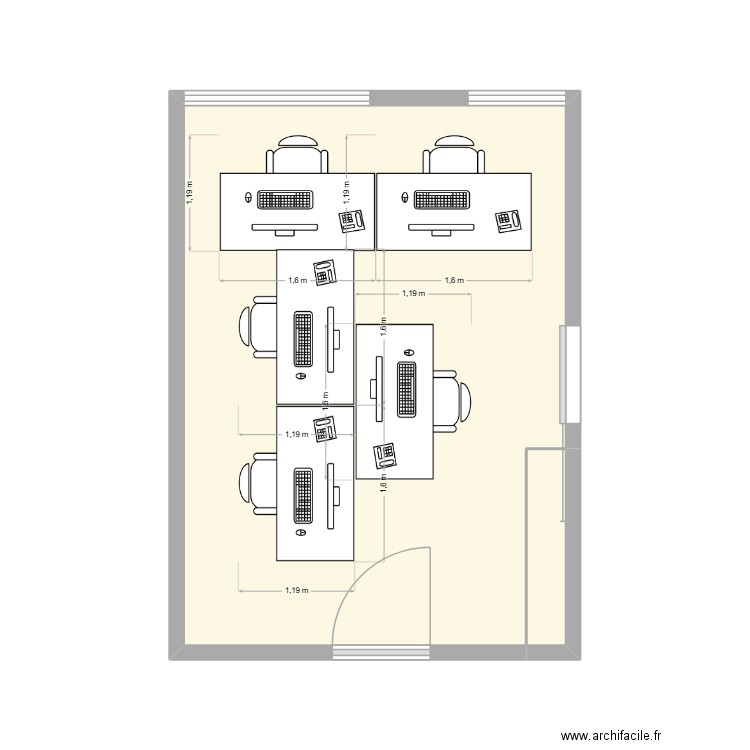 Bureau. Plan de 2 pièces et 21 m2
