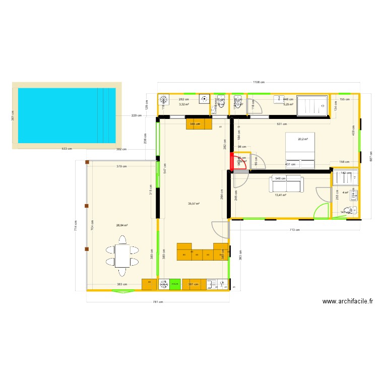 Popotte 20 cuisine. Plan de 10 pièces et 112 m2