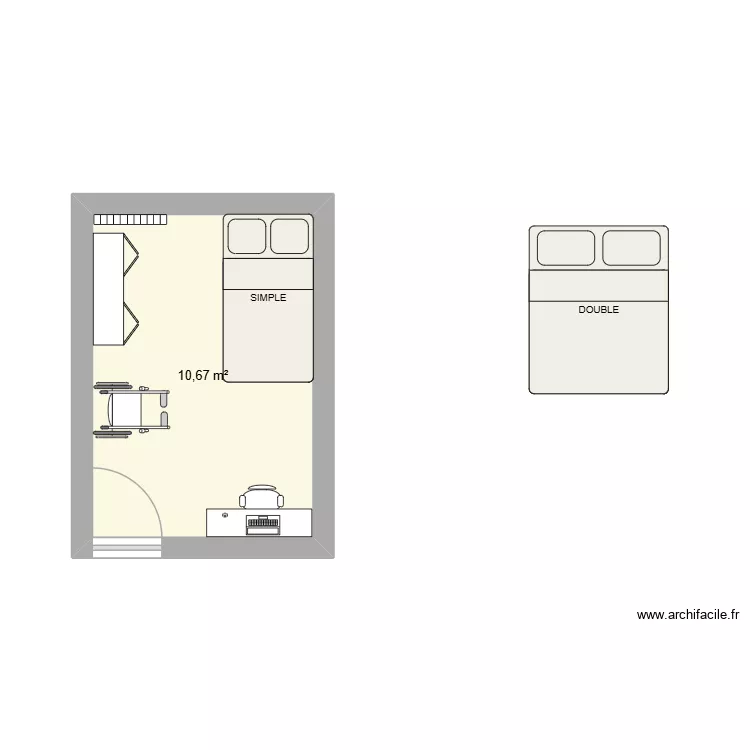 CHAMBRE D4AMIS. Plan de 1 et 11 m² CHAMBRE D4AMIS. Plan de 1 et 11 m²