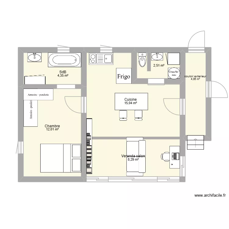 Essai 2 (+chambre/sdb +veranda. Plan de 6 et 46 m² Essai 2 (+chambre/sdb +veranda. Plan de 6 et 46 m²