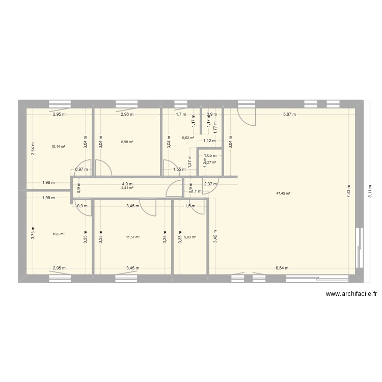 Cadenet3. Plan de 9 pièces et 106 m2