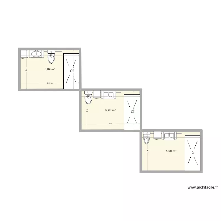 SDB1. Plan de 3 et 18 m² SDB1. Plan de 3 et 18 m²