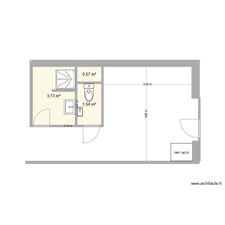 patisserie PFH. Plan de 3  et 6 m²