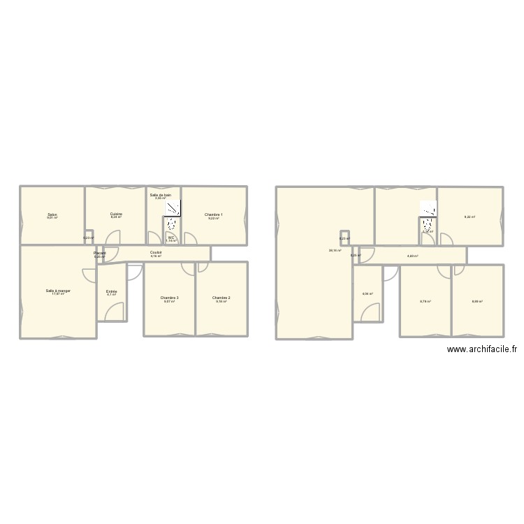 Maison. Plan de 24 pièces et 150 m2
