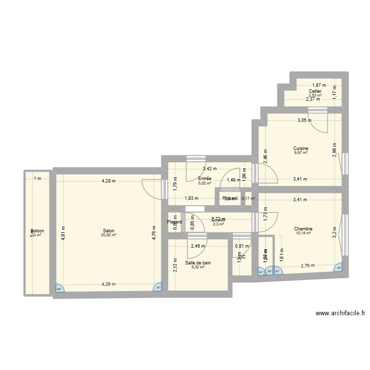 APP LE BOUSCAT. Plan de 13 pièces et 64 m2