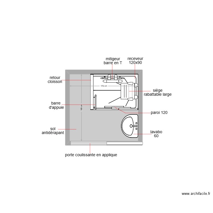 cisse. Plan de 1 pièce et 3 m2