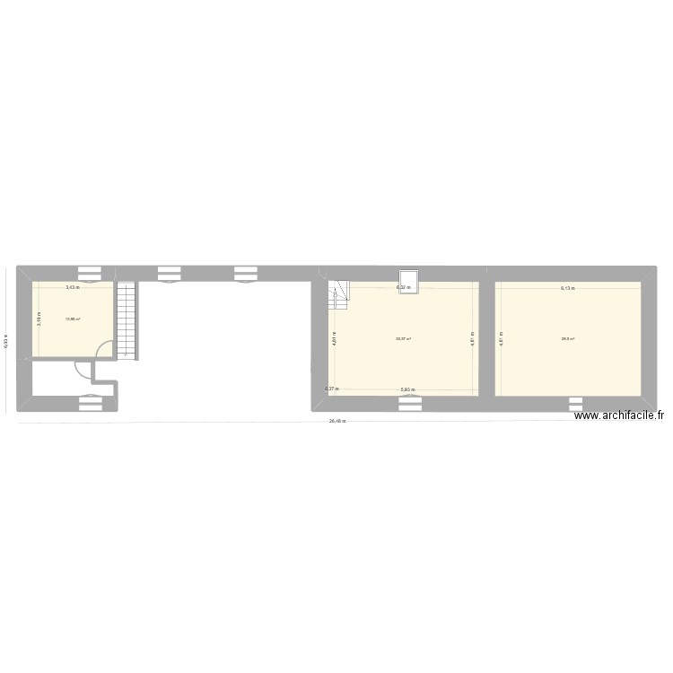 Cruguel Etage v03b. Plan de 3 pièces et 71 m2