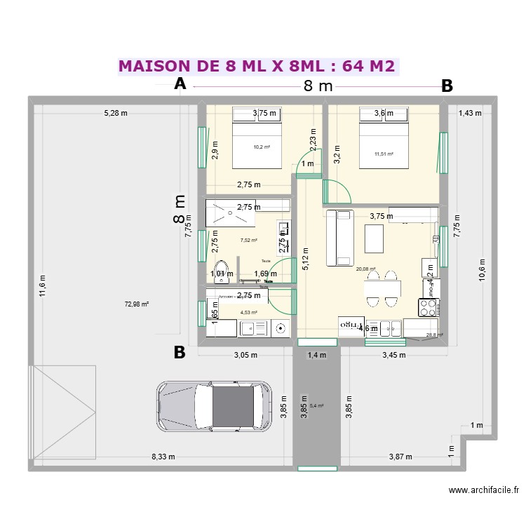 DEESE. Plan de 8 pièces et 161 m2