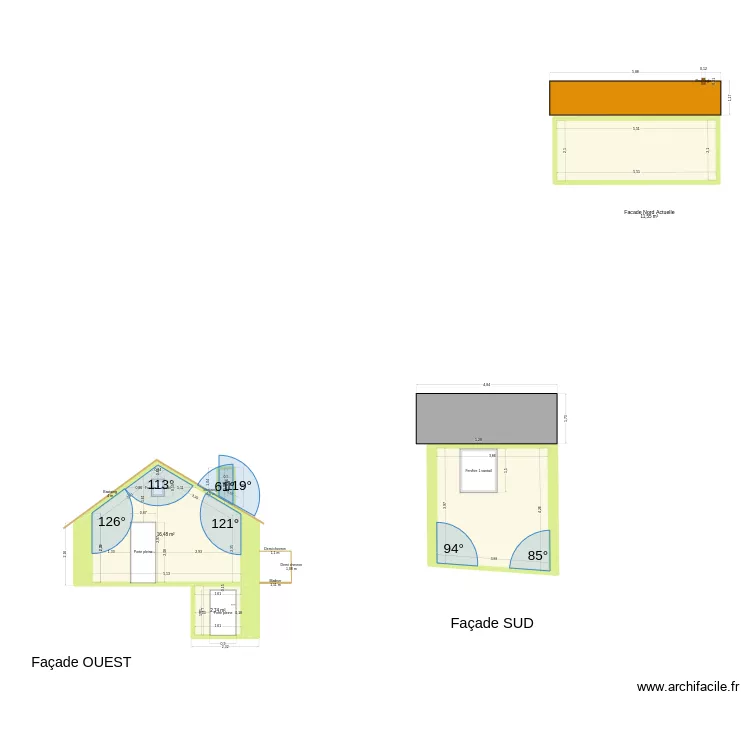 Plan de facade et toiture garage. Plan de Plan de facade et toiture garage. Plan de
