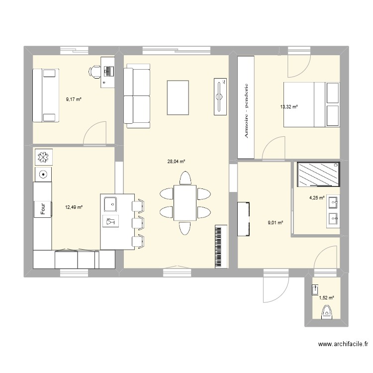 Maison Floirac 3. Plan de 7 pièces et 78 m2