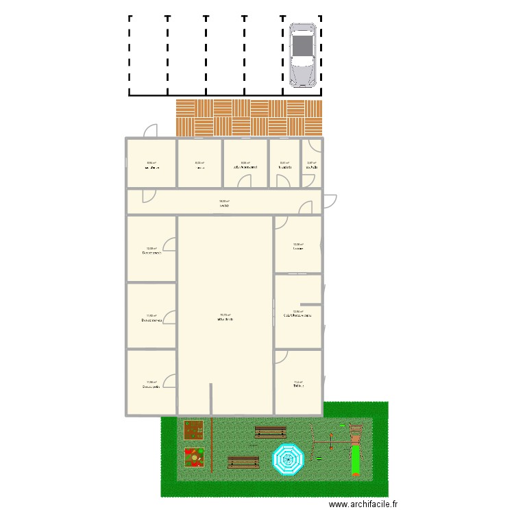 creche. Plan de 13 pièces et 193 m2