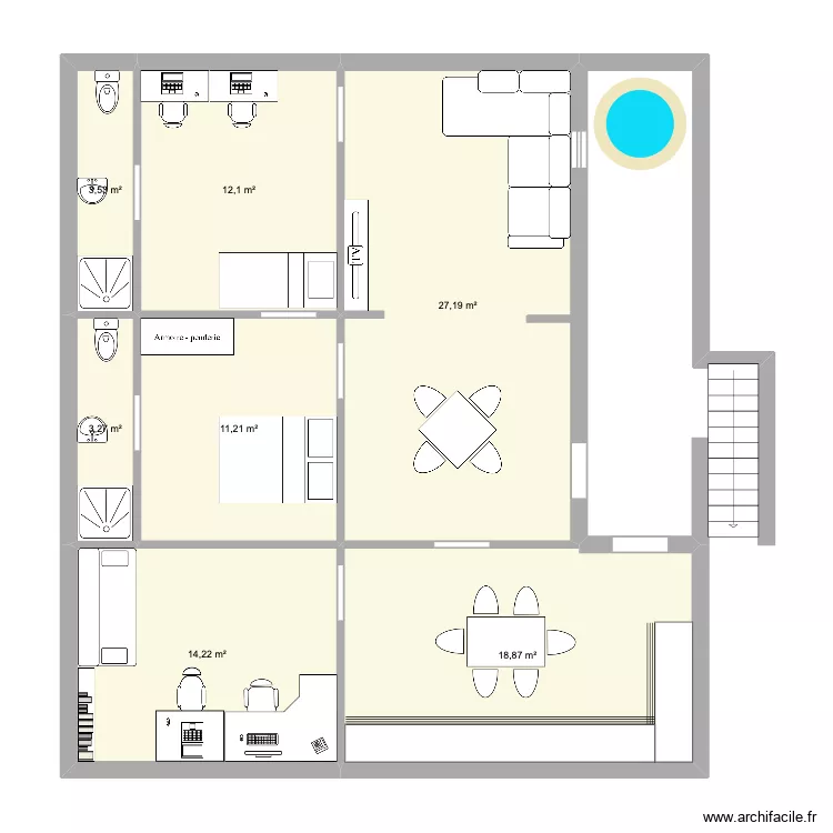 maison balata. Plan de 7 pièces et 90 m²