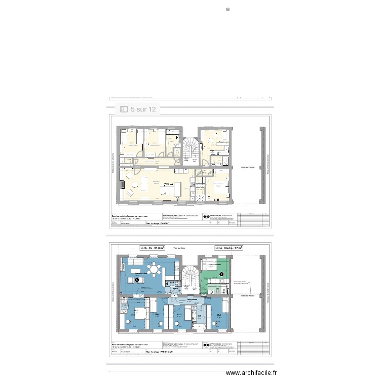 appart clichy 9. Plan de 13 pièces et 108 m2