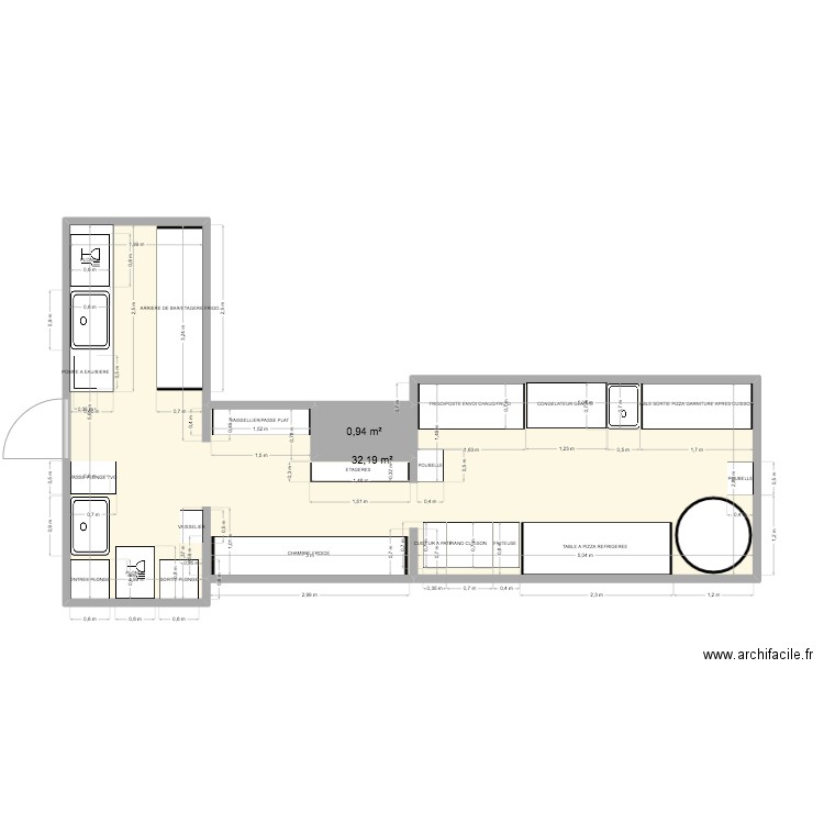 BAR CUISINE EXT MIA. Plan de 2 pièces et 33 m2
