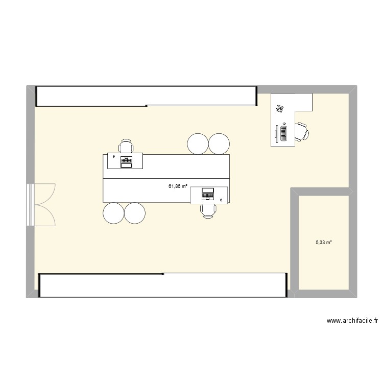 PLAN ENTREPRISE STAGE. Plan de 2 pièces et 67 m2