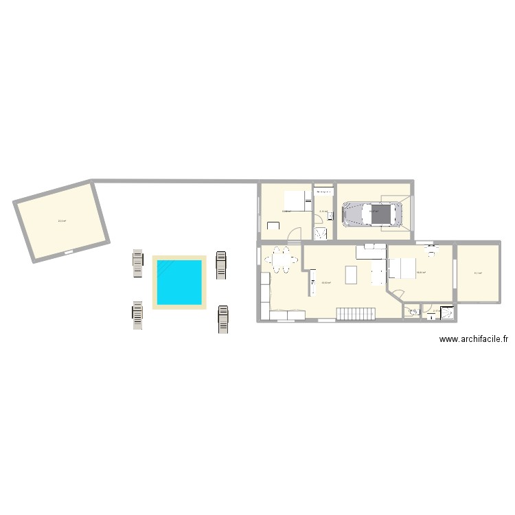 pignans rdc. Plan de 5 pièces et 76 m2