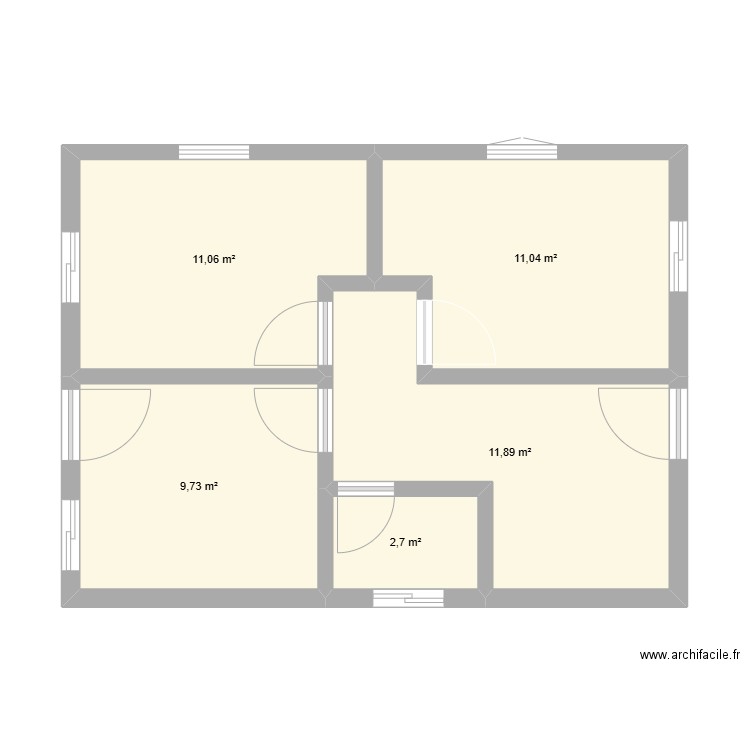 Plan 2025. Plan de 5 pièces et 46 m2