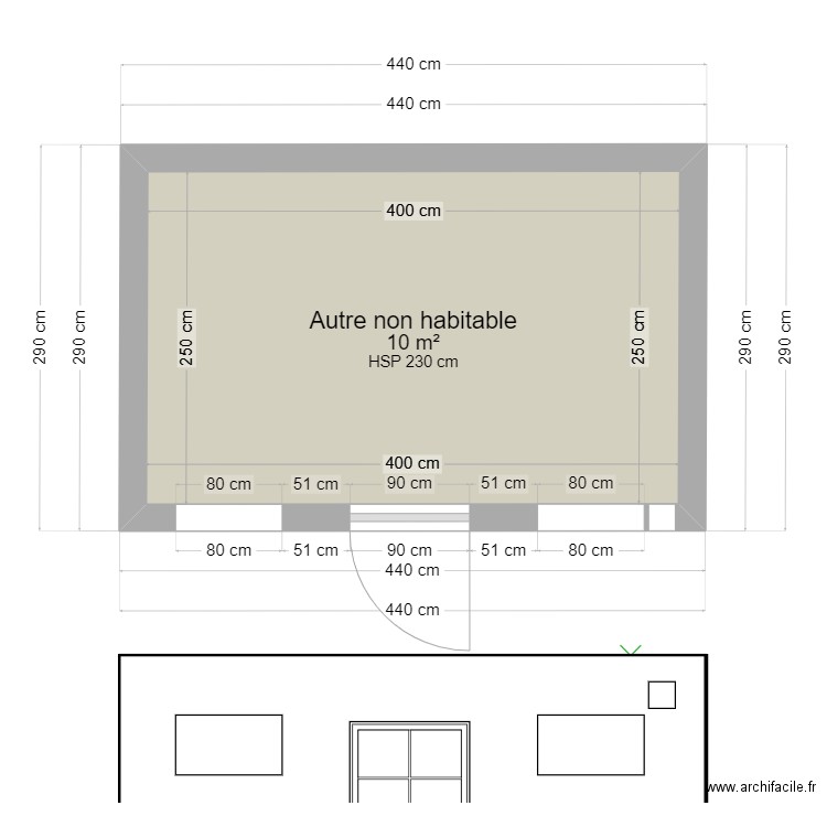 Garage. Plan de 1 pièce et 10 m2