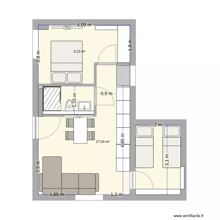 APPART LOUVRE DROITE V2. Plan de 2 Pièces et 36 m² APPART LOUVRE DROITE V2. Plan de 2 Pièces et 36 m²