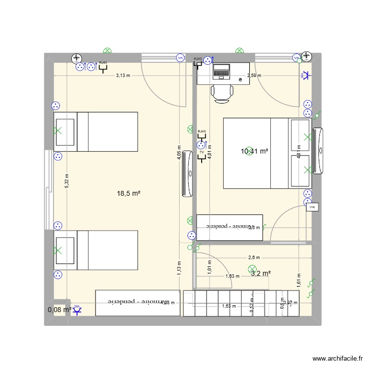 Plan Elec 1er &eacute;tage 2027. Plan de 0 pièce et 0 m2