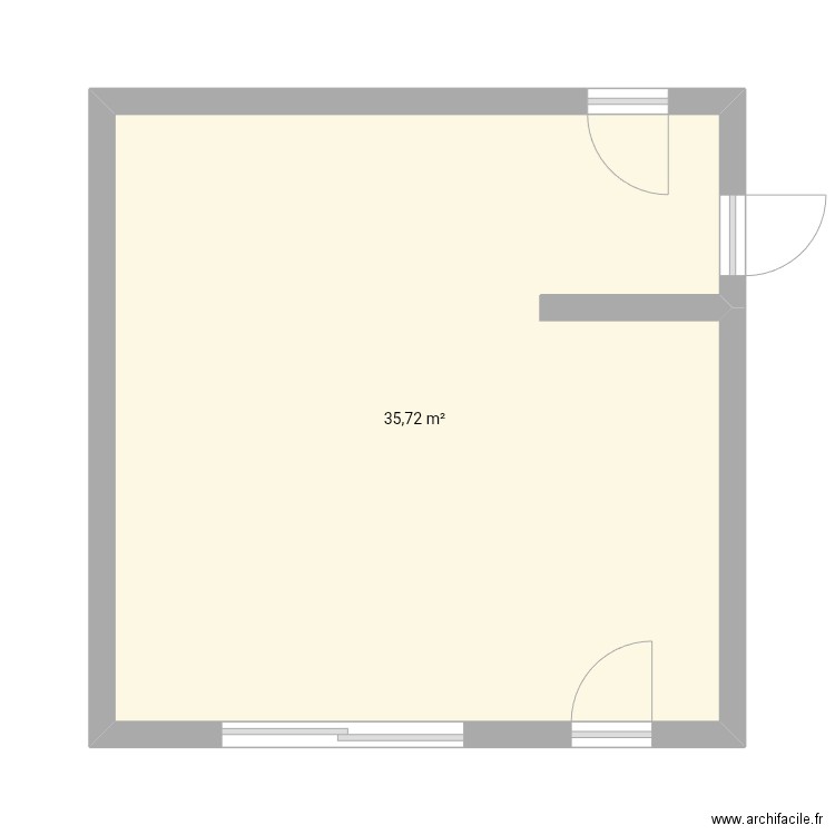 Salon. Plan de 1 pièce et 36 m2