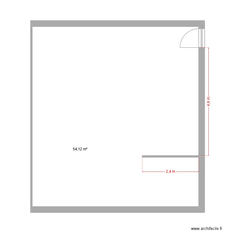 Cuisine Lea et Raph. Plan de 1 pièce et 54 m2
