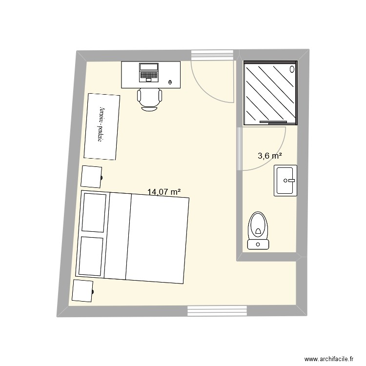 chambre garage. Plan de 2 pièces et 18 m2