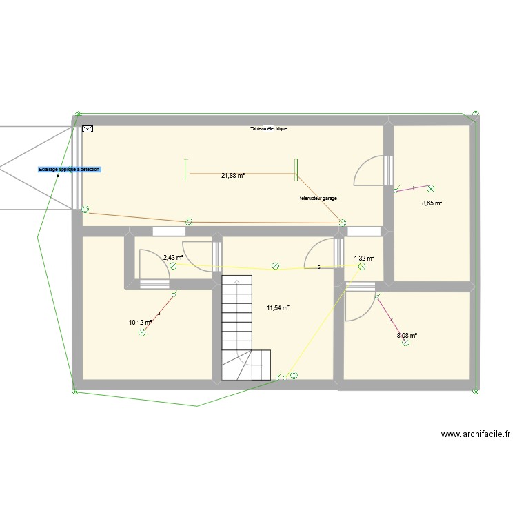 Sous sol chacha eclairage sous sol plus ext. Plan de 7 pièces et 64 m2