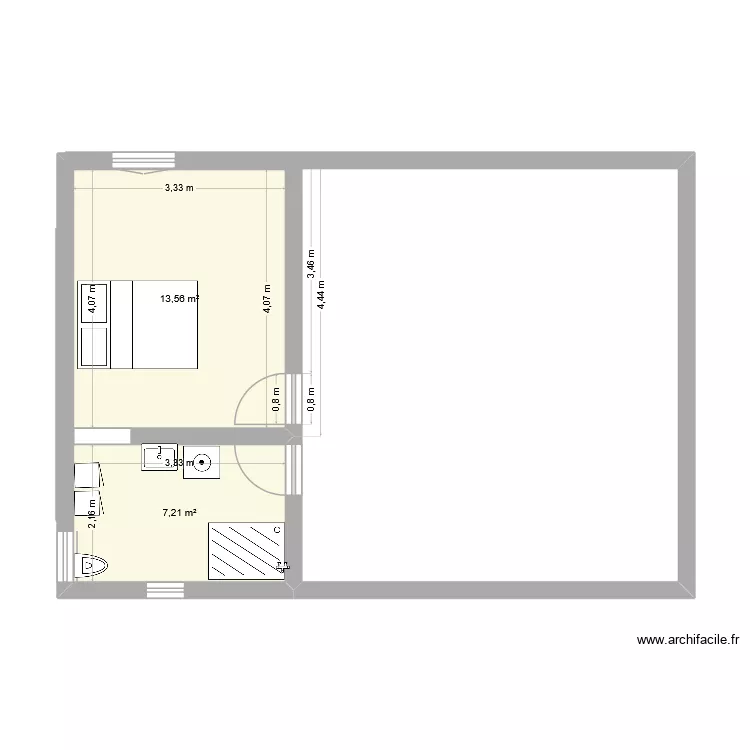 OB Maison. Plan de 2  et 21 m²