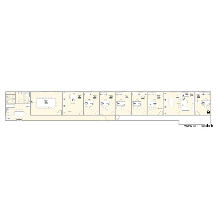 Bureaux. Plan de 12 pièces et 189 m2