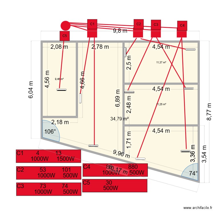 logementbchauffage. Plan de 4 pièces et 67 m2