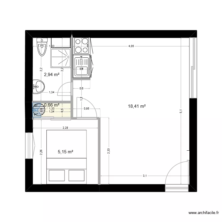 GRUISSAN ETAT DES LIEUX. Plan de 4  et 27 m²