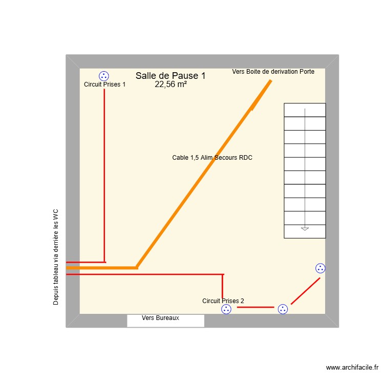 Salle de Pause AMP. Plan de 1 pièce et 23 m2