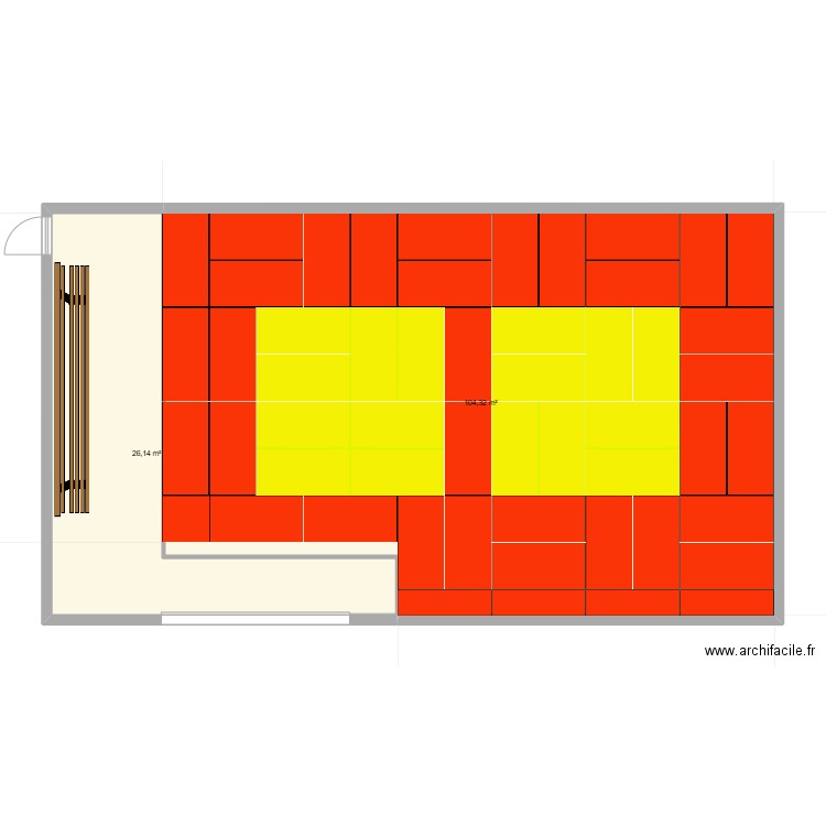JCF DOJO V6 2 m. Plan de 2 pièces et 130 m2