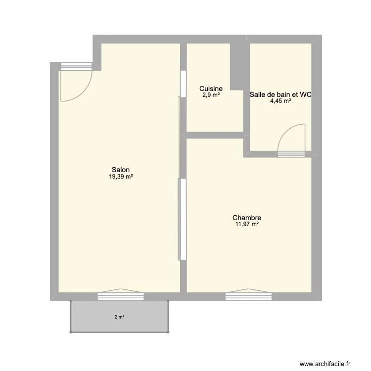 Donville_V1. Plan de 4 Pièces et 39 m² Donville_V1. Plan de 4 Pièces et 39 m²